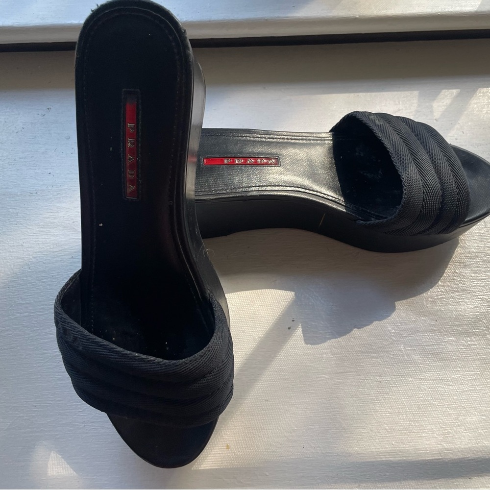 Prada Black Slide Mules with Quilted Strap